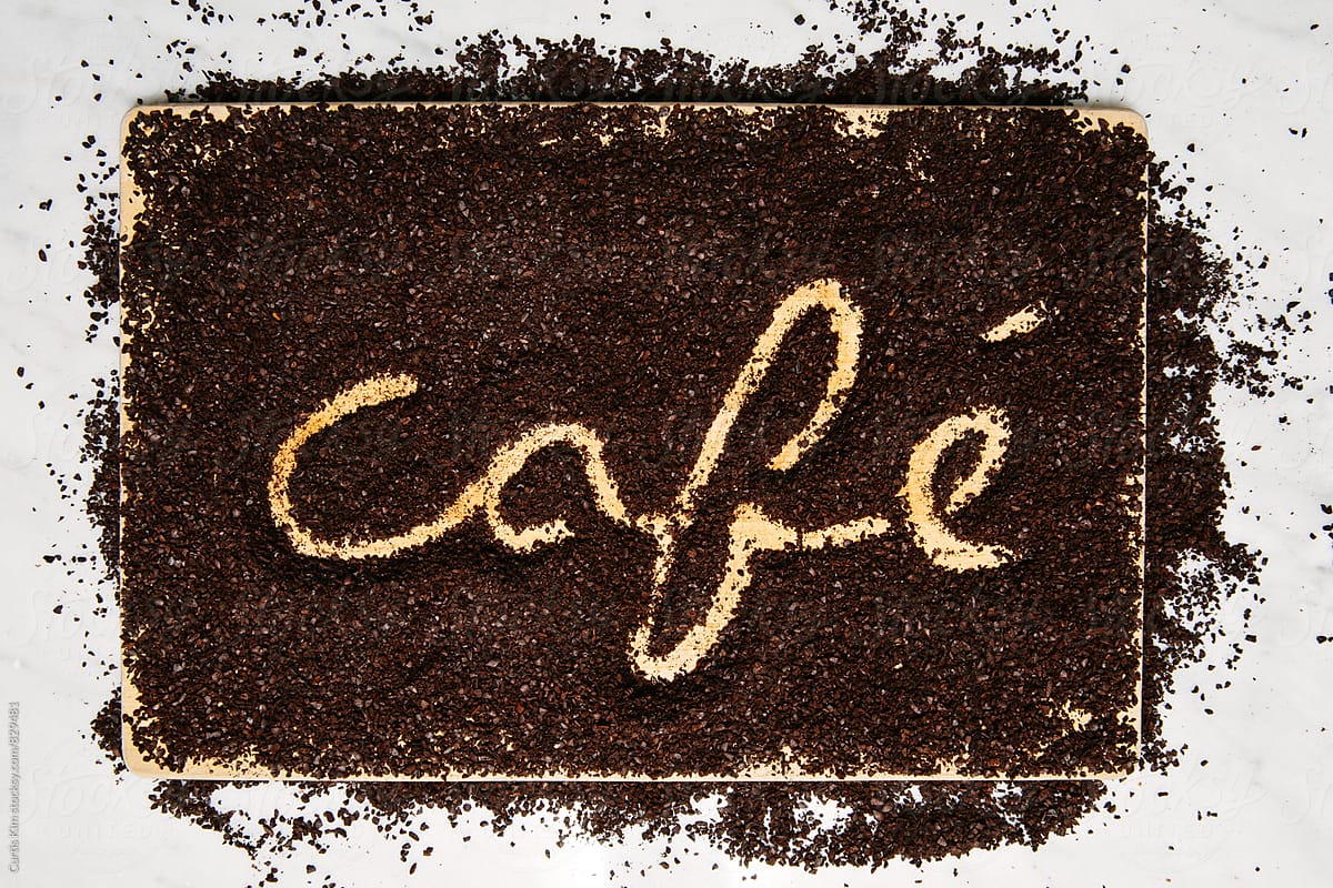 Cafe written in coffee grind