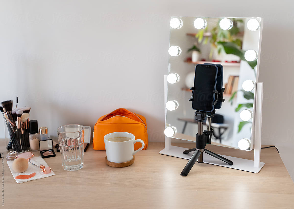 Make-up Table And Smartphone On Tripod