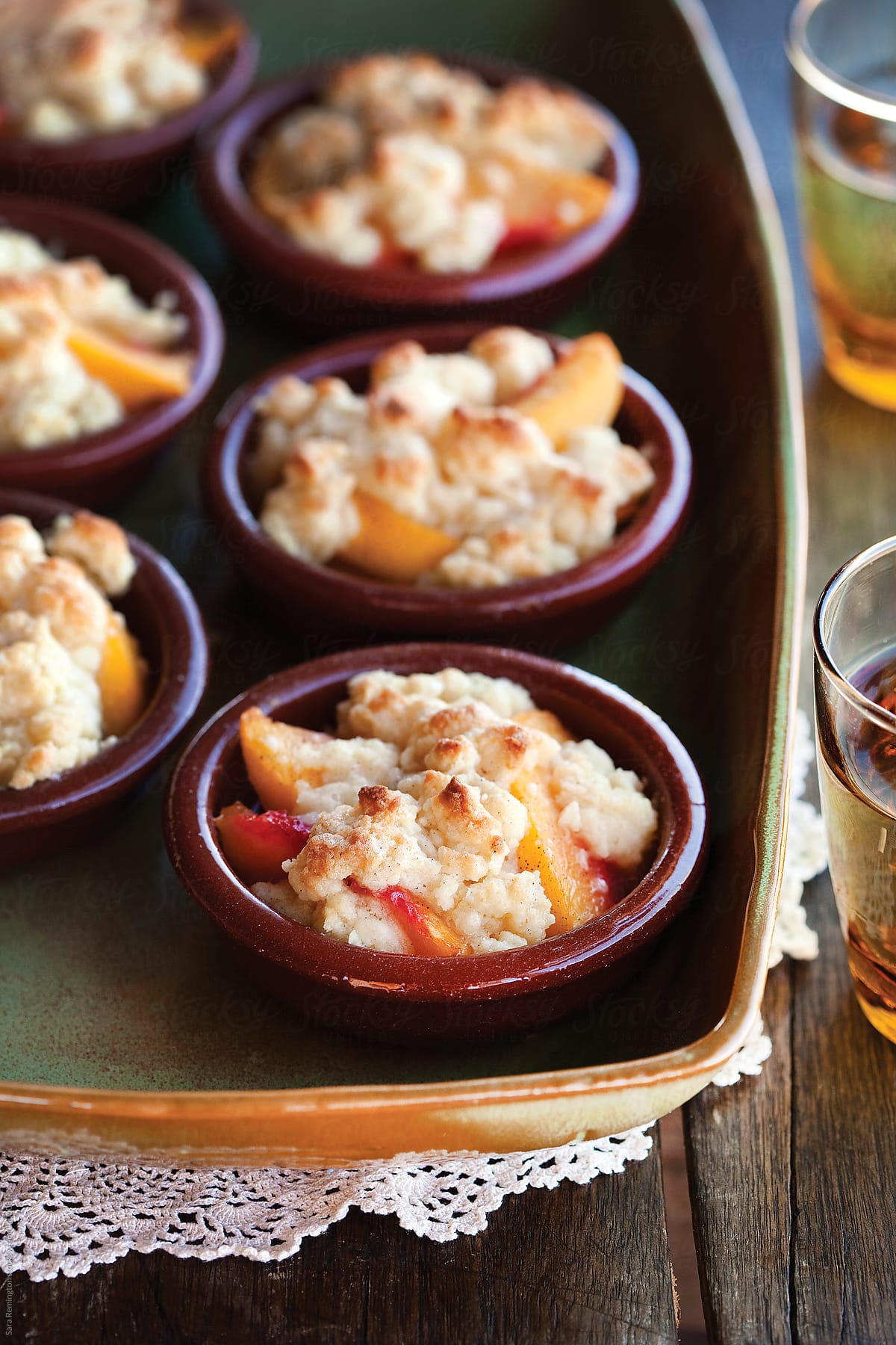 Mini Peach Cobblers Served At Dinner Party