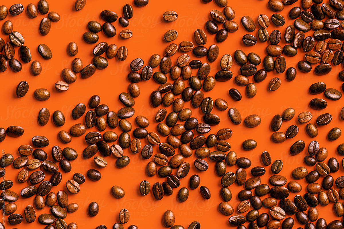 Roasted Coffee Against an Orange Background