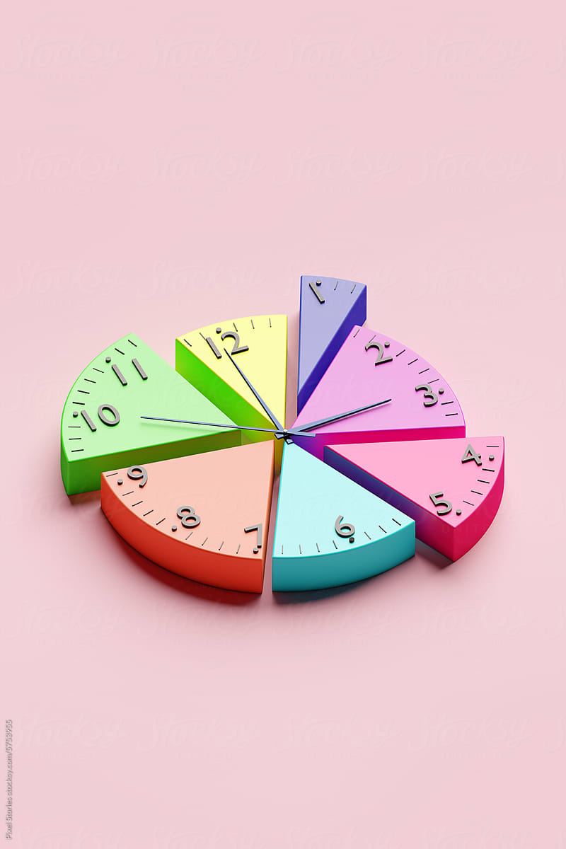 Time management/time is money/productivity financial pie chart concept