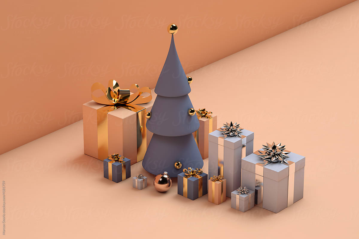 Christmas tree surrounded by gifts