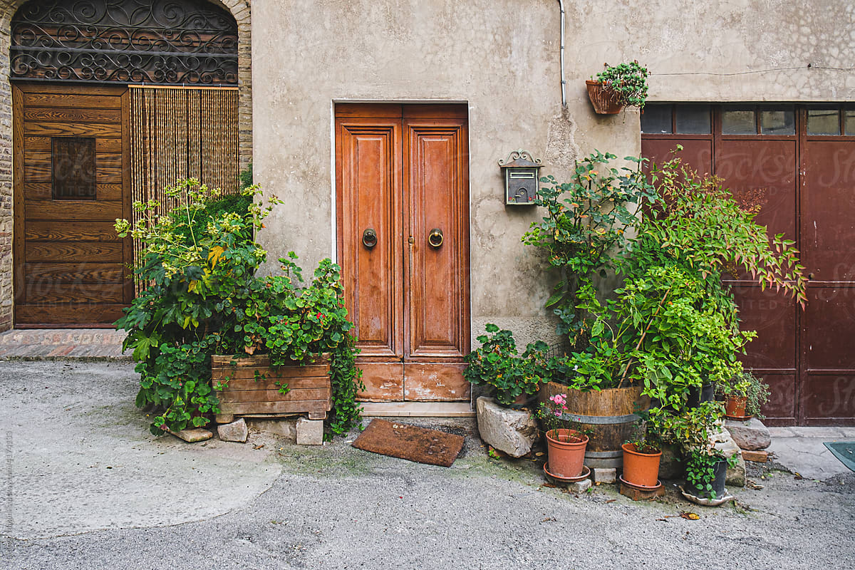 Doors and plants in old village
