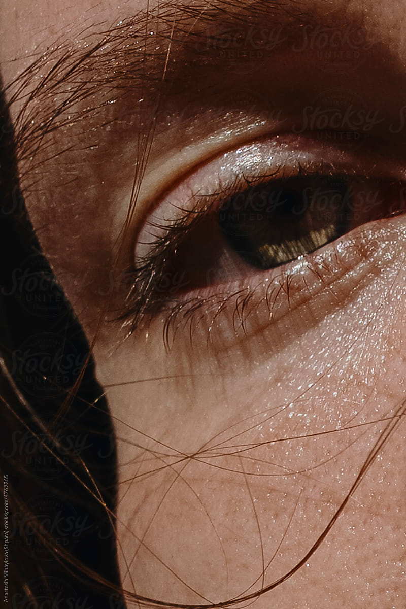 Macro photo Of An Human Eye with sun light