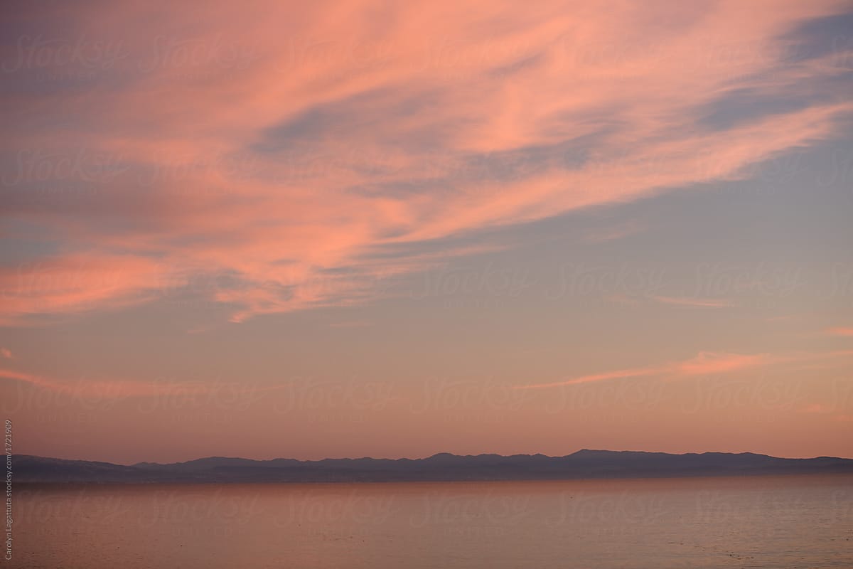Pastel skies of Monterey Bay at sunset