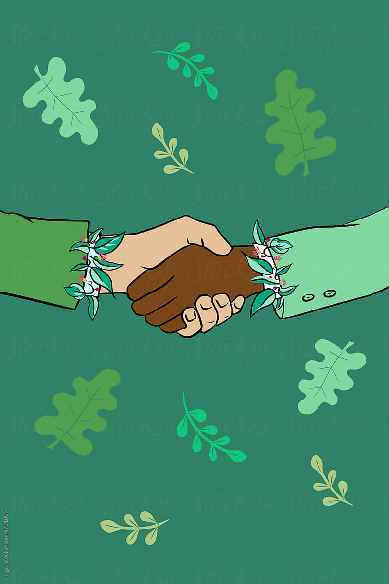 Green business handshake