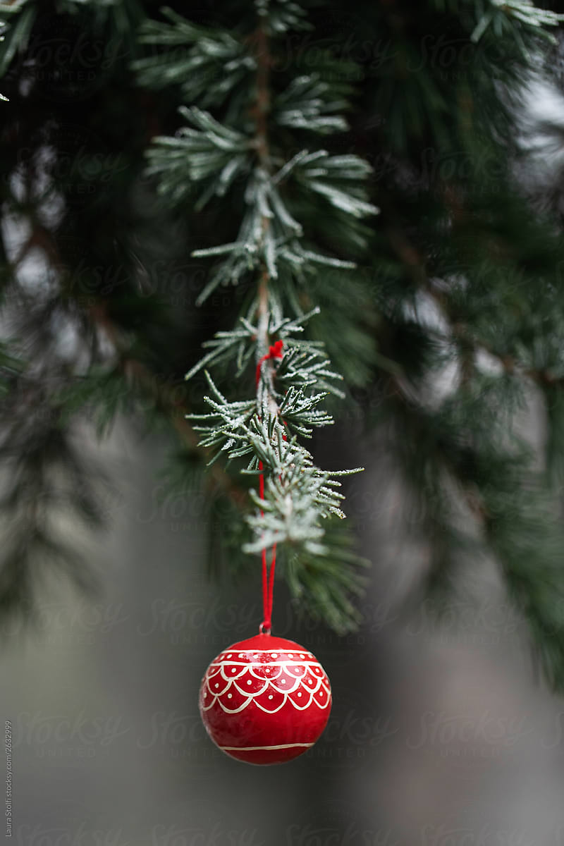Red hand painted christmas ball