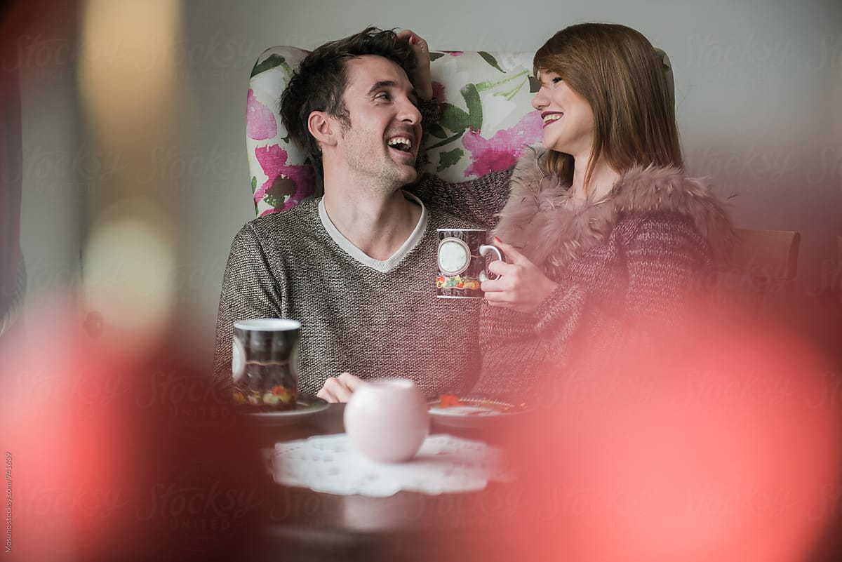 Couple Drinking Tea in a Cafe