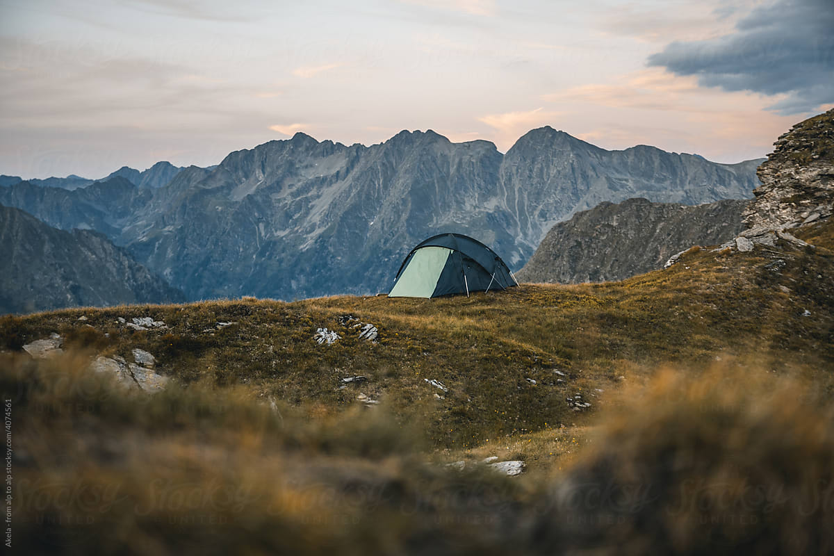 tent in the alps