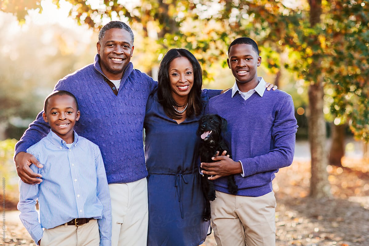 A Group Family Portrait Of A Beautiful African American Family by