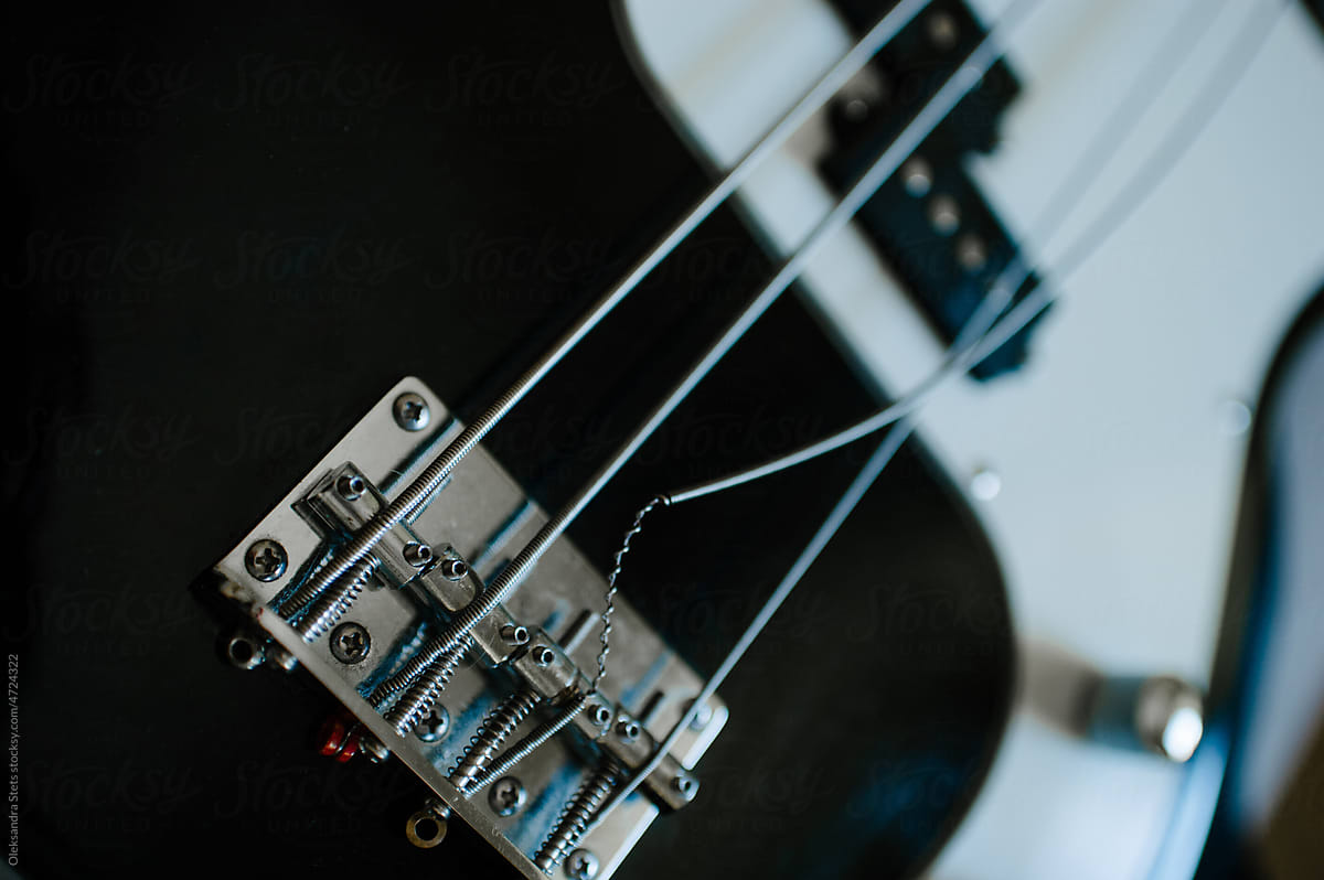 Broken string on a bass guitar
