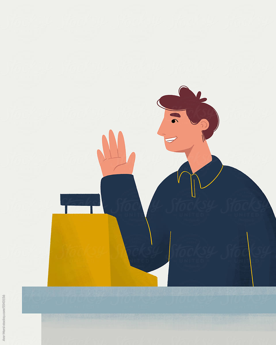 An illustration of a cashier in supermarkets and retail stores