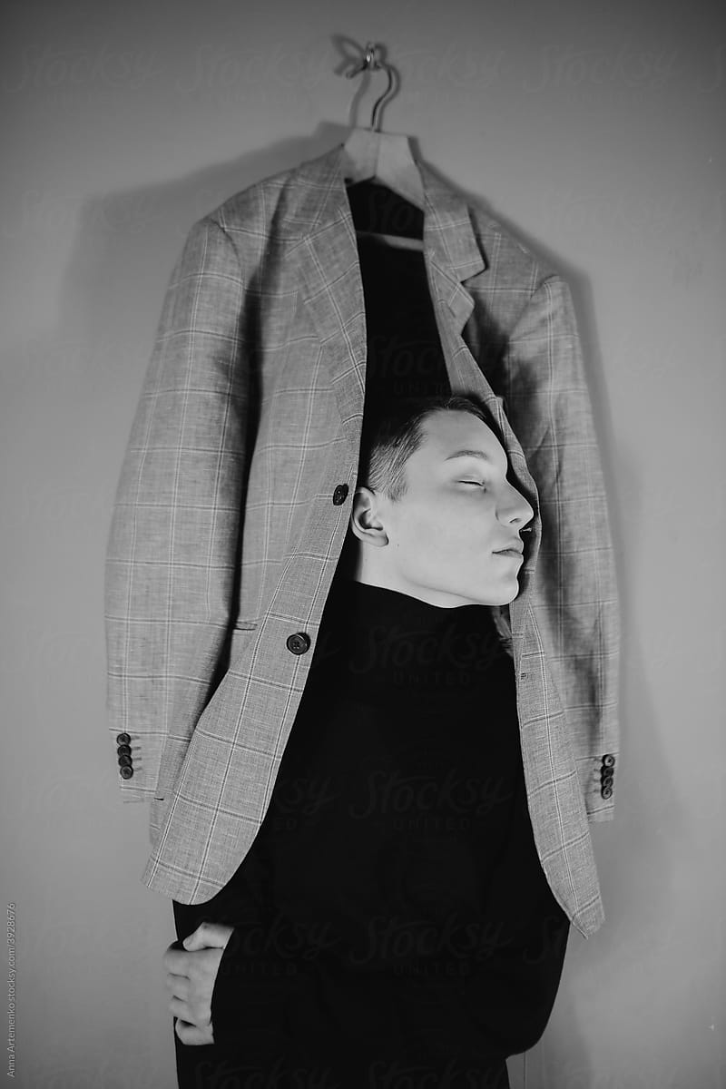 full-length black and white portrait of a girl