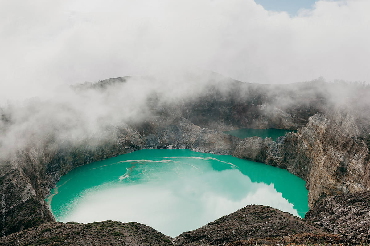 Different lakes in volcano