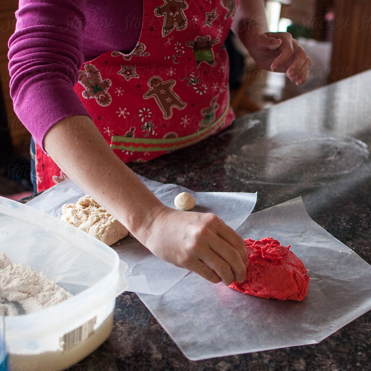 making cookies: preparing the dough for twisting