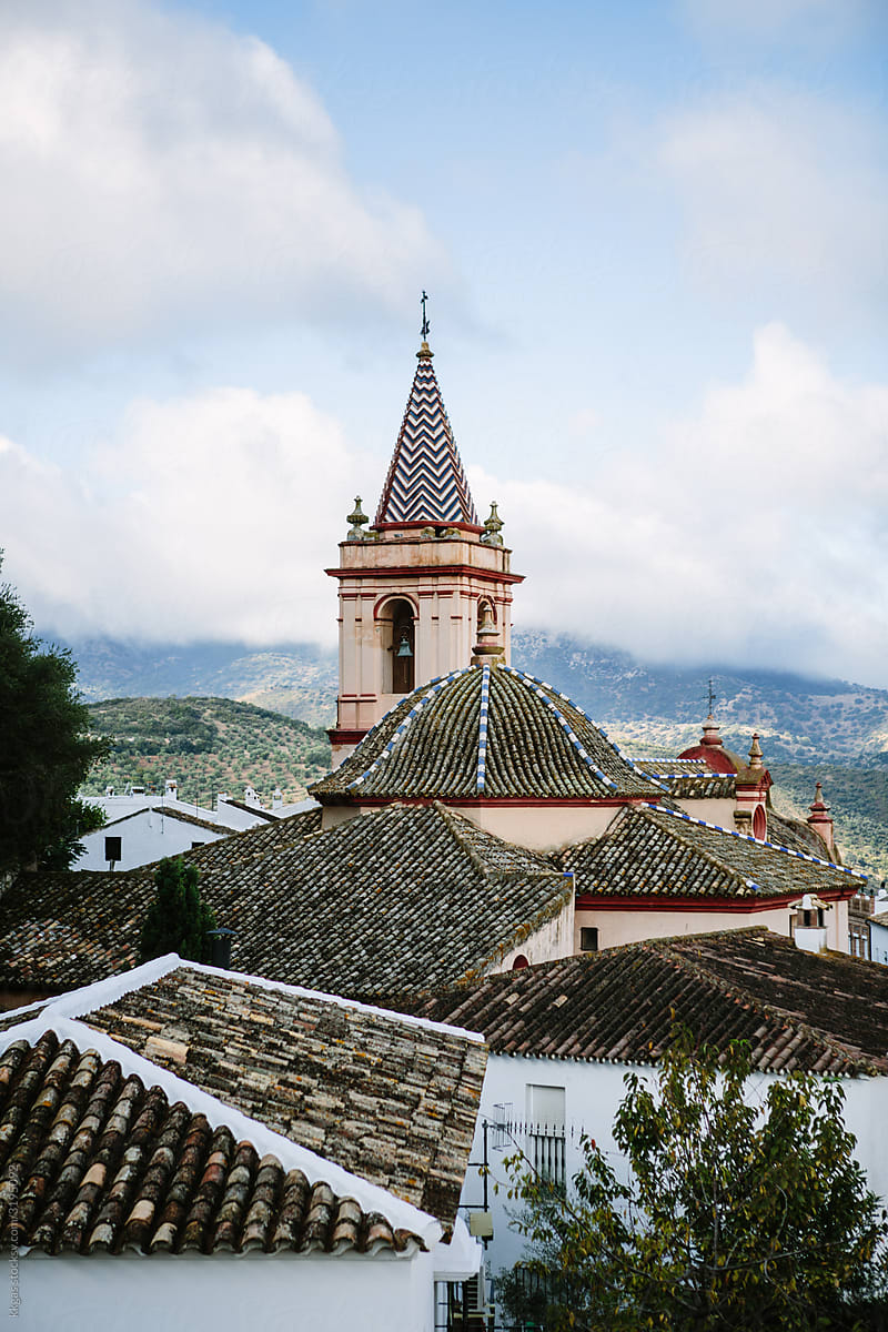 View of church tower, Spain.