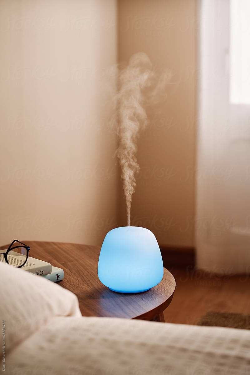 Essential oil diffuser on bedside table