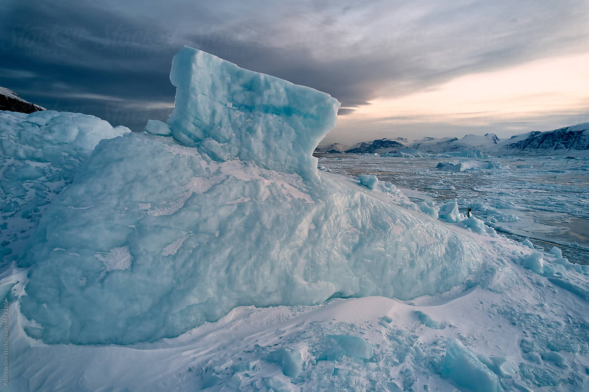 Greenland Arctic iceberg, amazing texture of ice