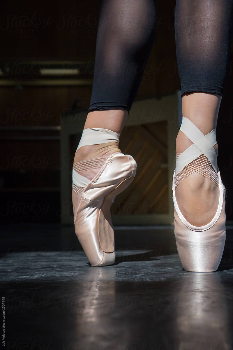Pointe Shoes Of An Authentic Ballerina In The Studio.