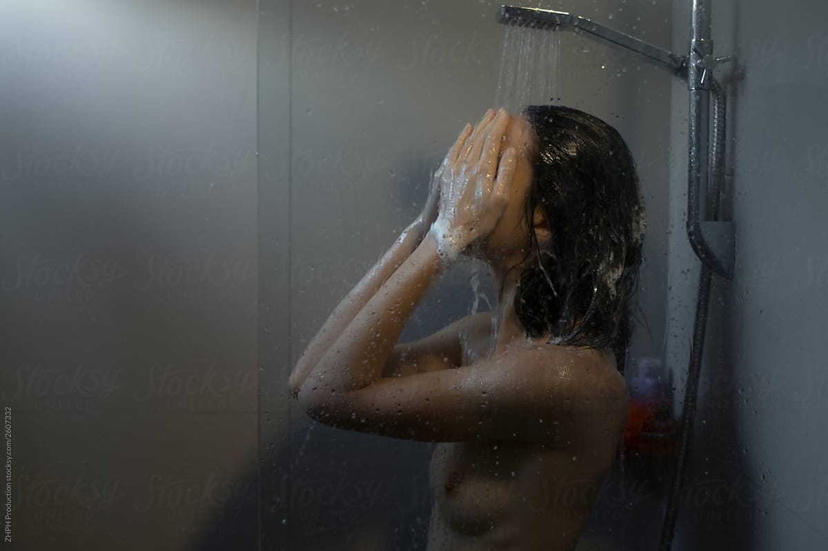 Woman In Shower Washing Hair By ZHPH Production