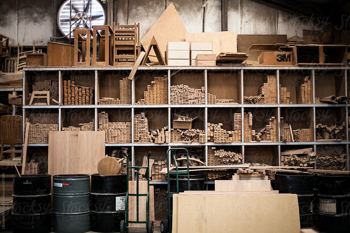 Storage Shelf For Woodworking Workshop By J Danielle Wehunt Stocksy United