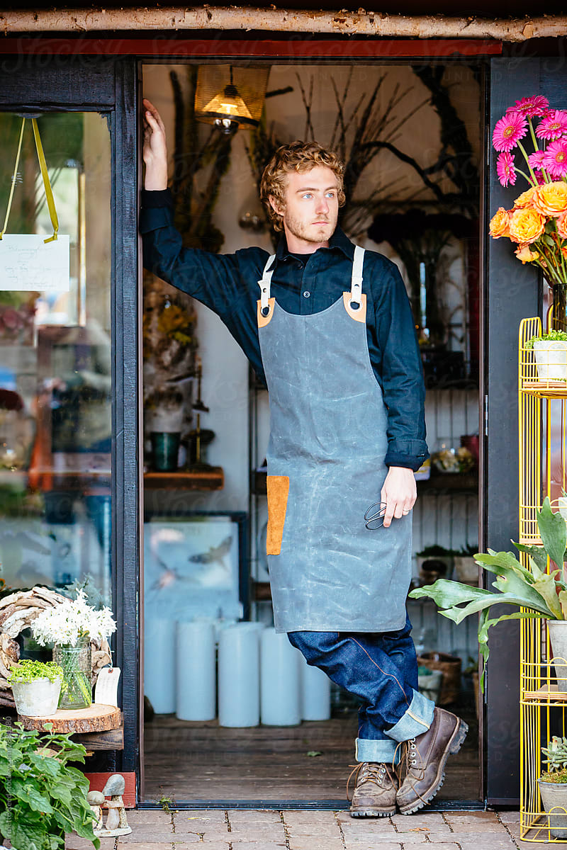 Portrait of man who is a flower shop owner