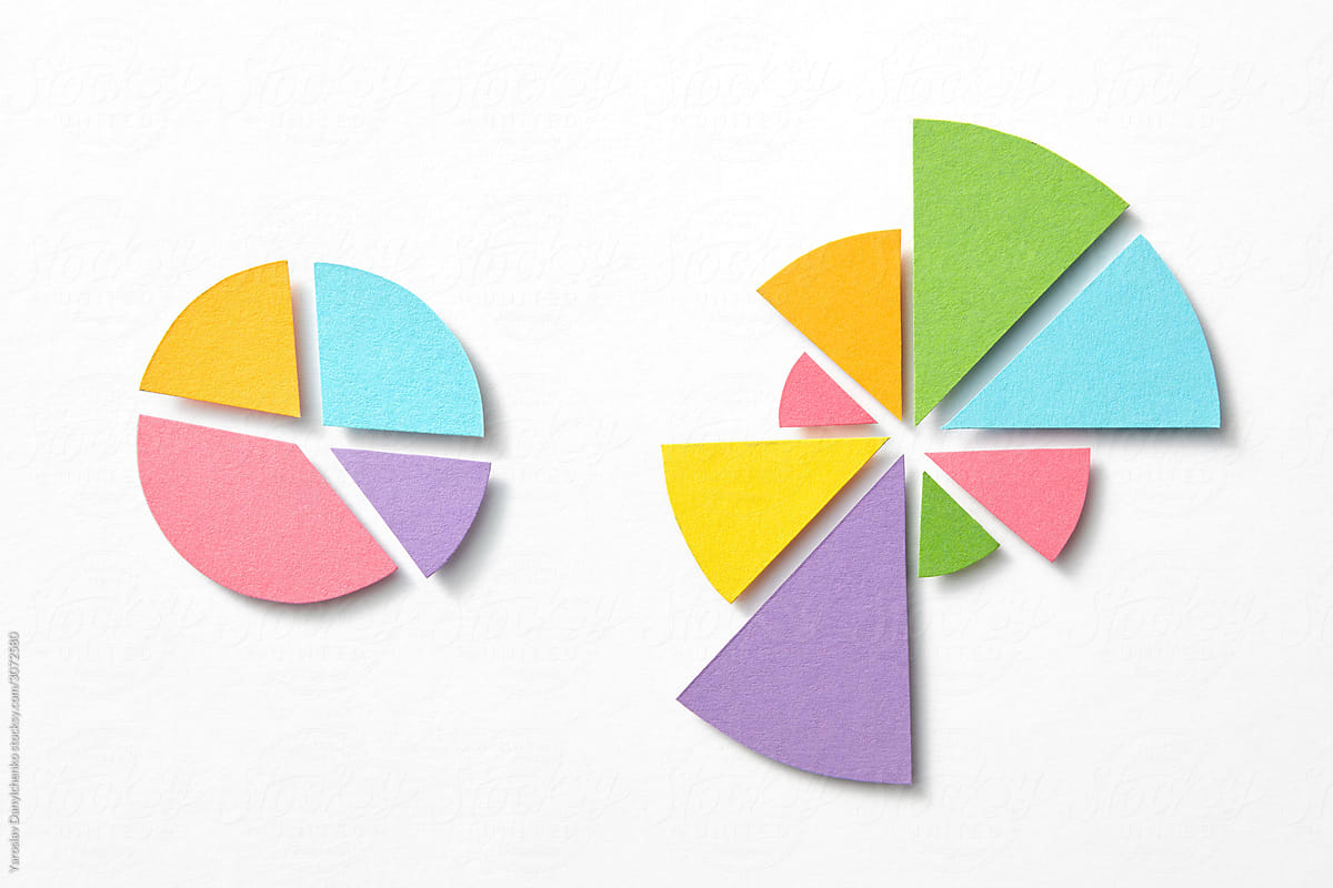Papercraft colorful round pie charts pattern.