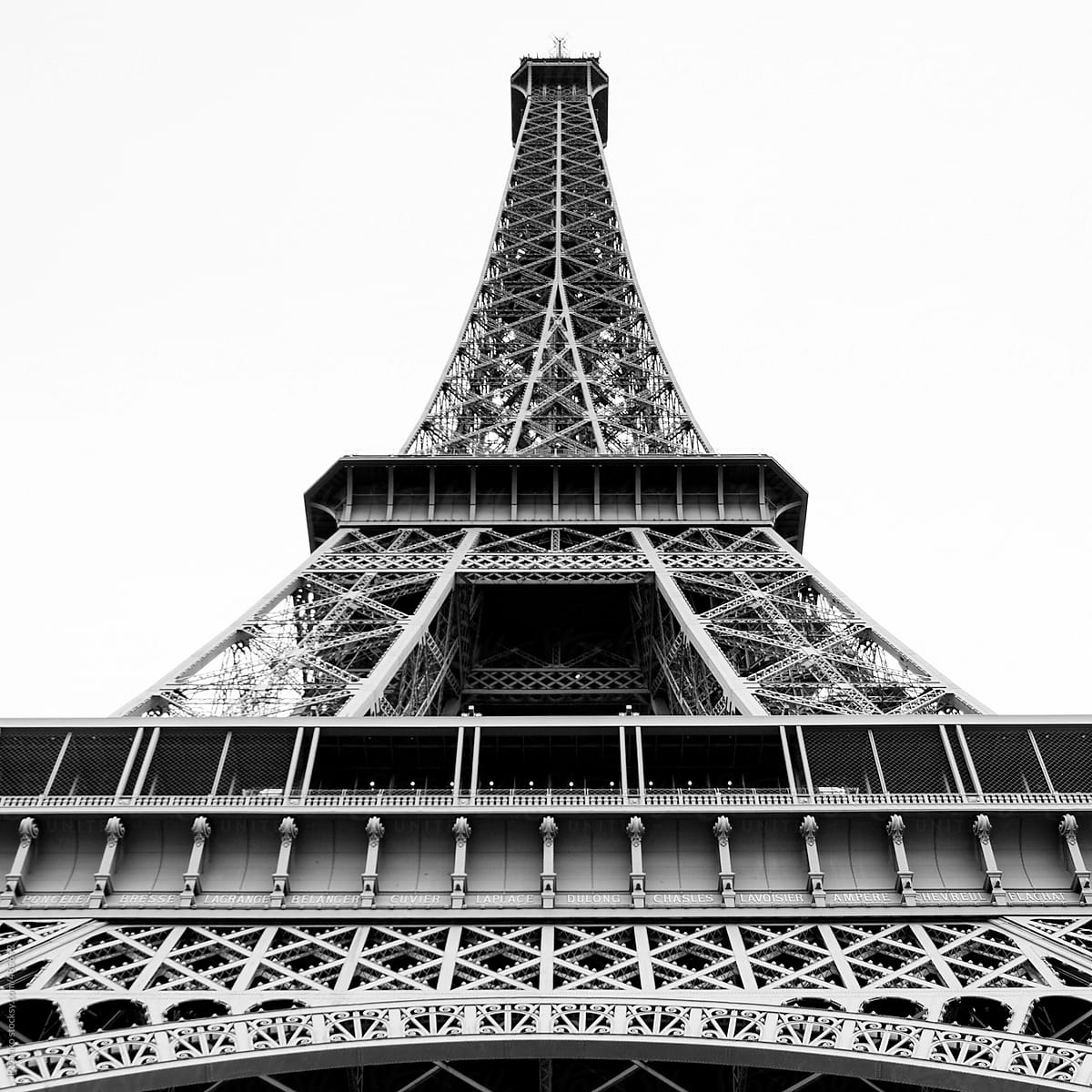 Black and White Vintage Film Medium Format Photograph of the Eiffel Tower Paris France