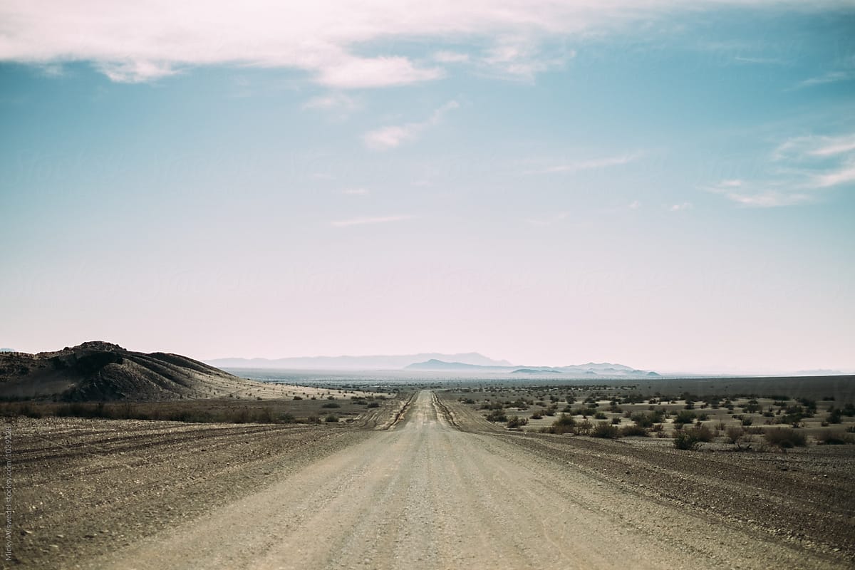empty desert road in Namibia