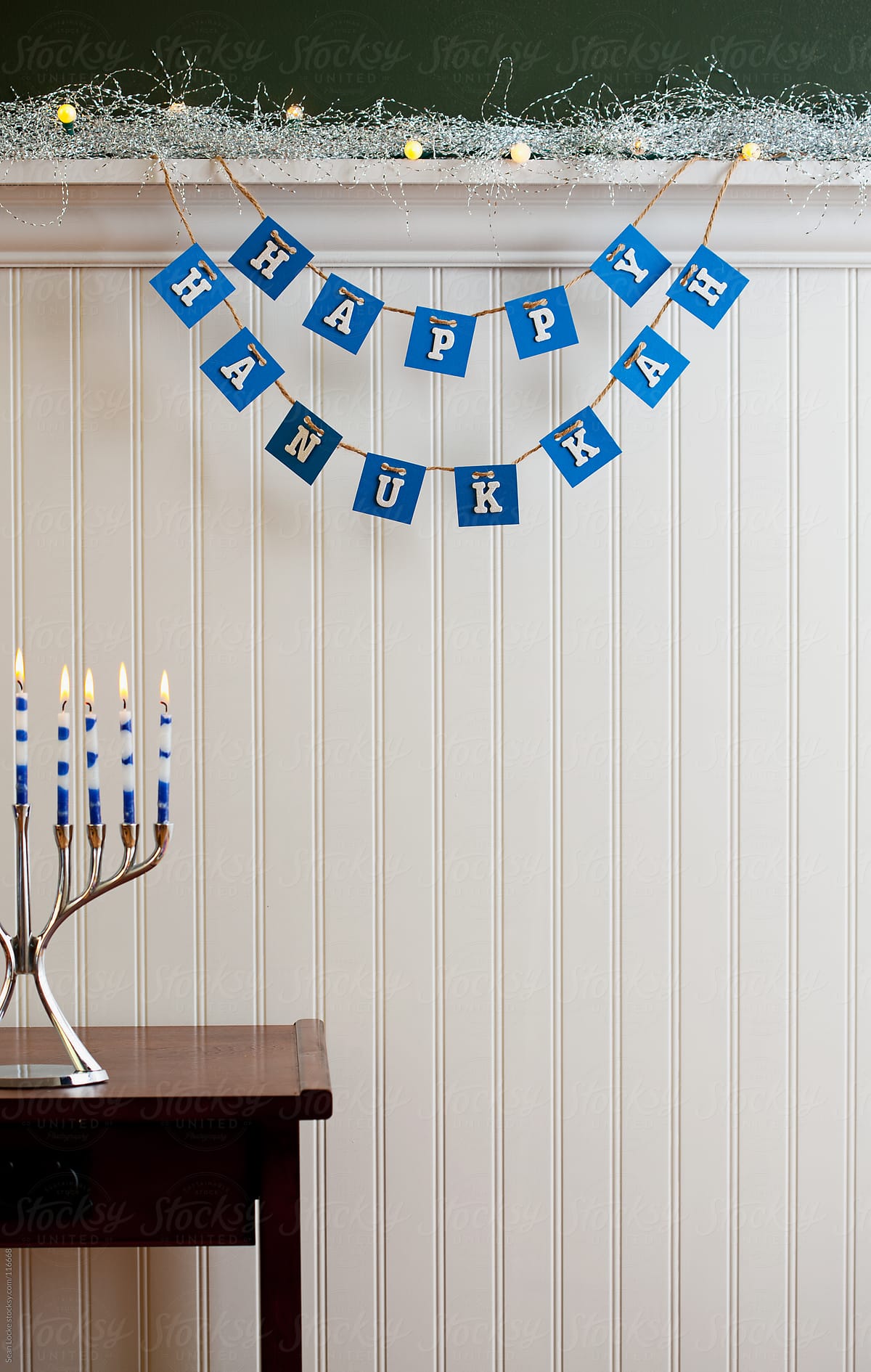 Holidays: Happy Hanukkah with Menorah