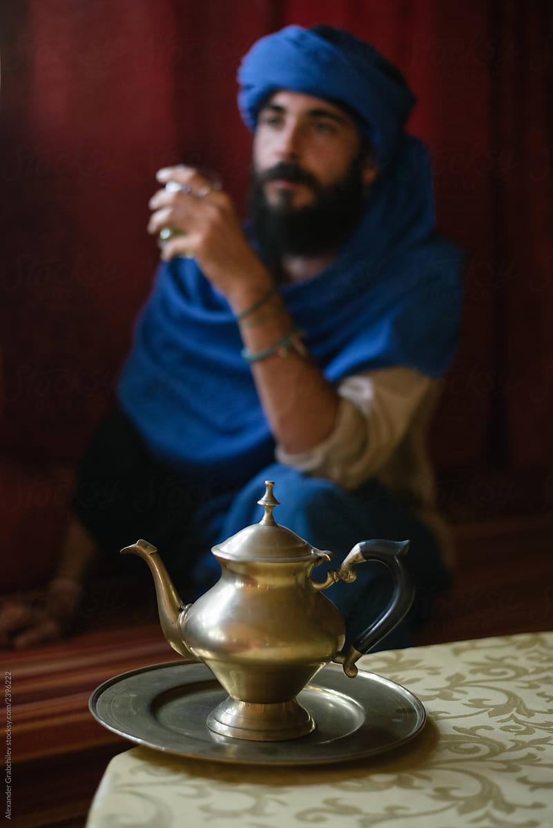 Man Drinks Moroccan Mint Tea