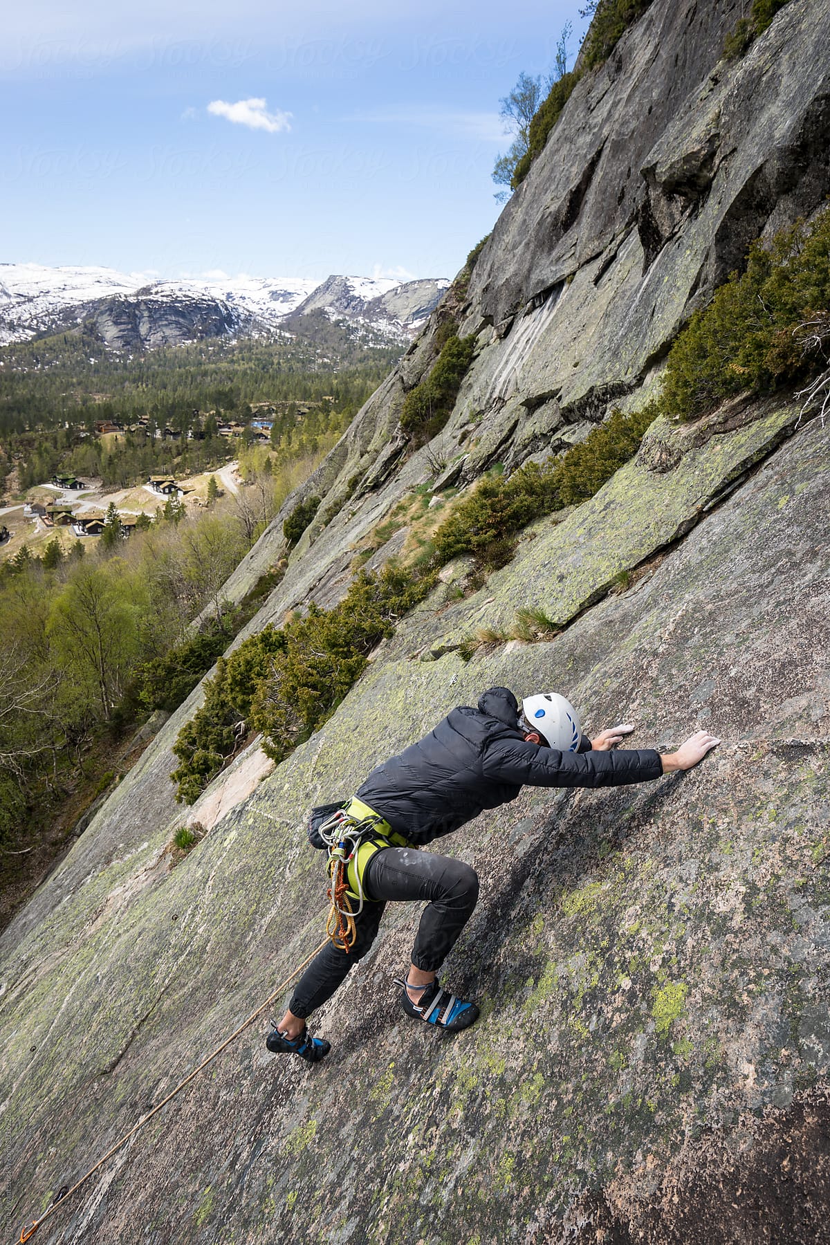 Climbing sport route in setesdal, Norway