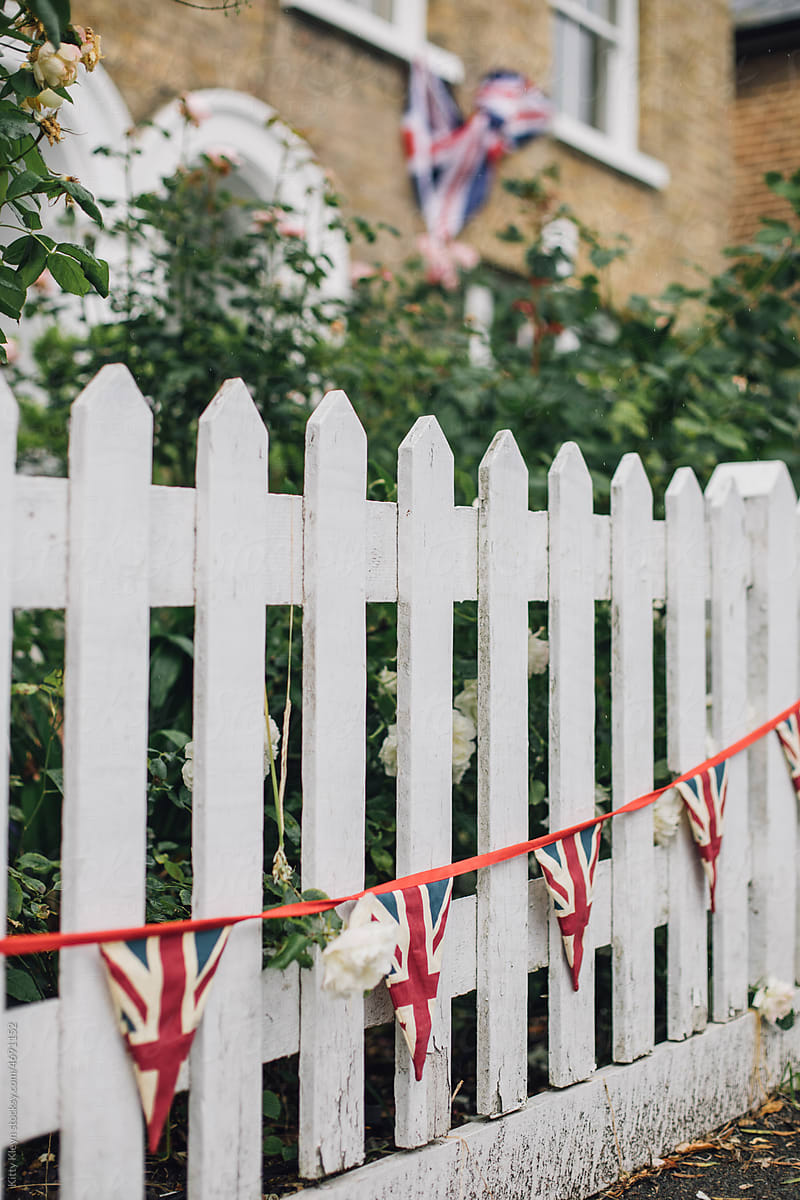 Union Flags on Picket Fence