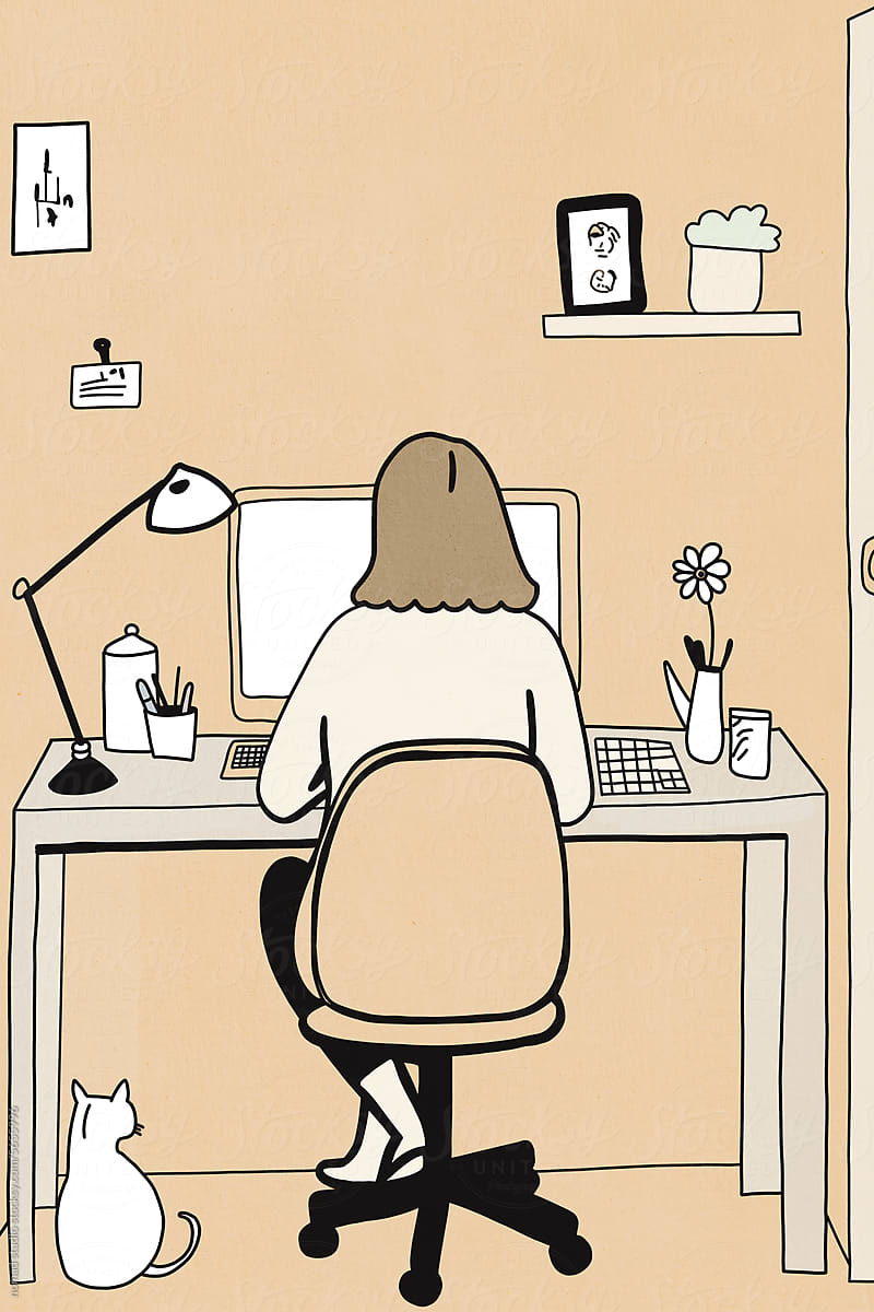 a woman working at home