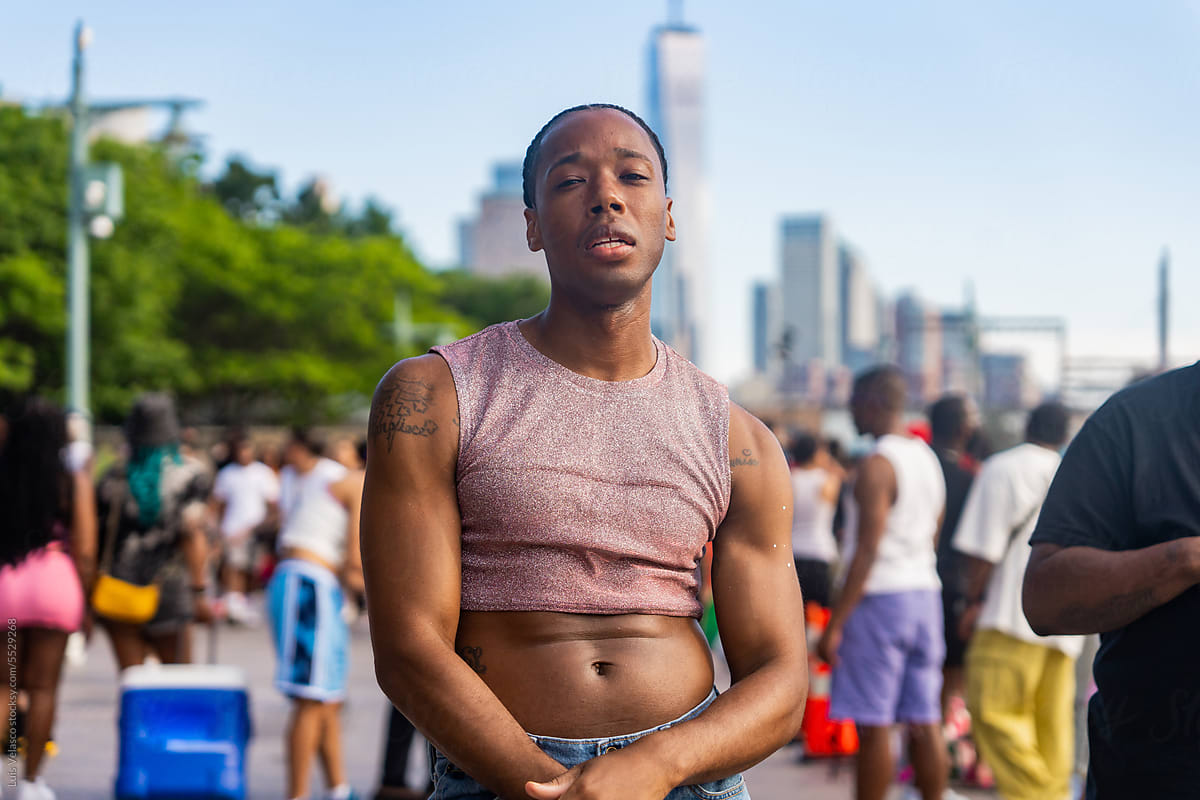 Portrait Of A Gay Man During New York Pride March.