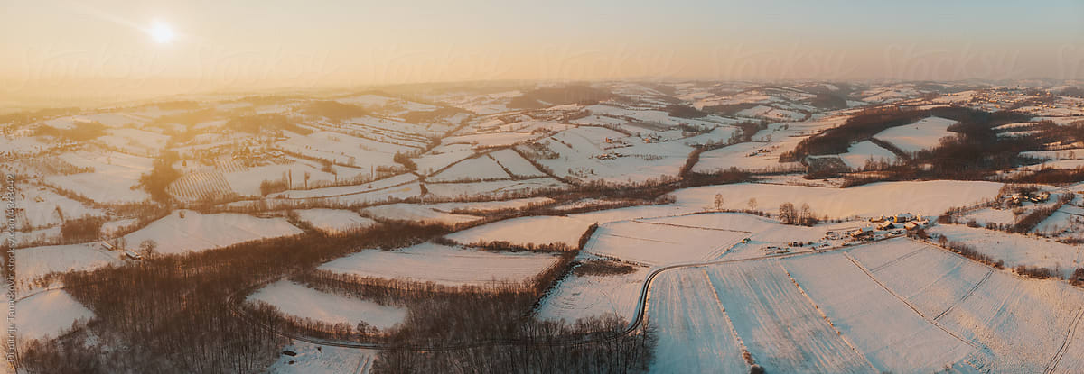 Sunset Over Winter Fields