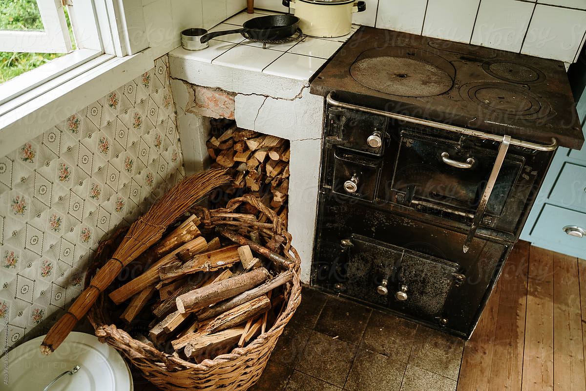Firewood at wood kitchen stove