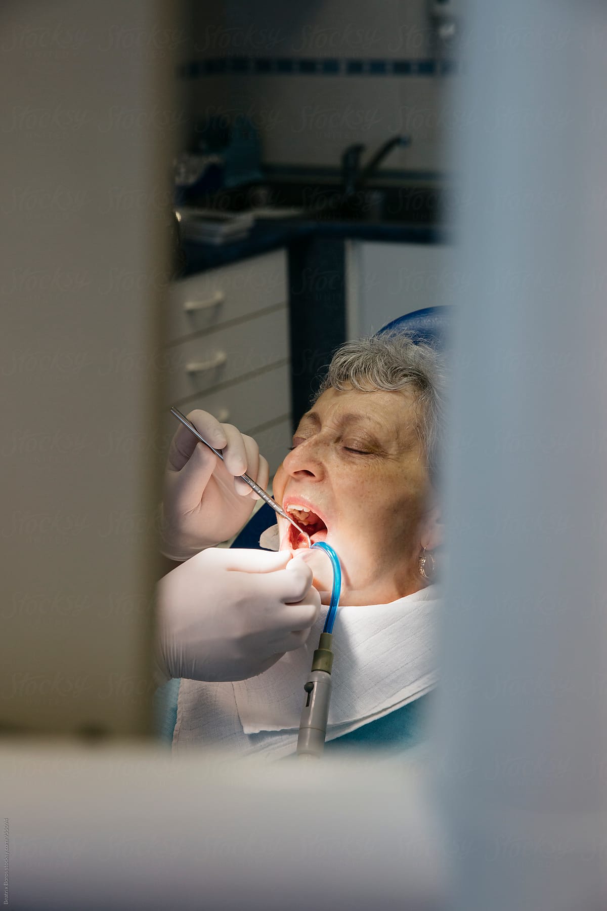 Senior woman\'s dental intervention