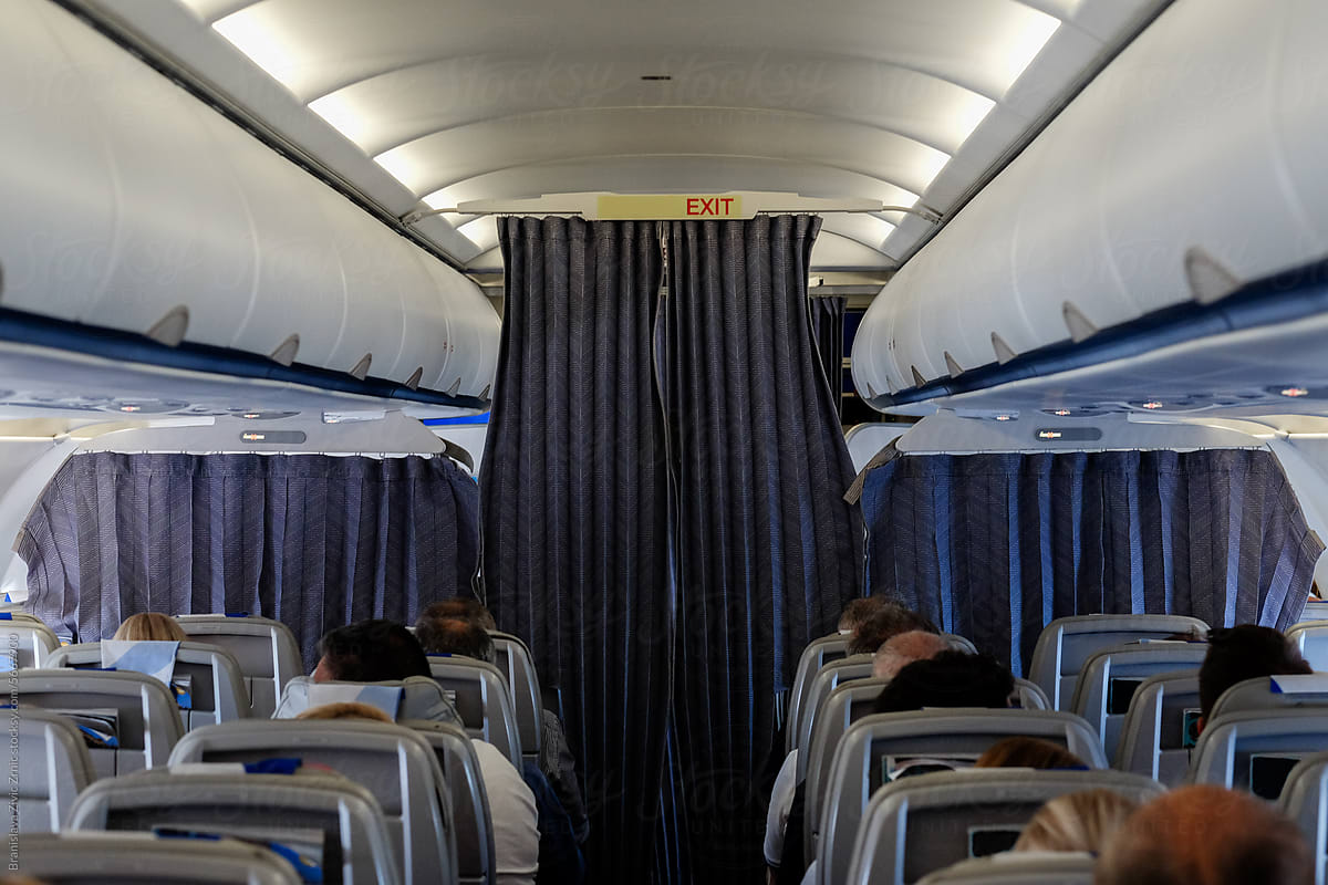 Passengers sitting in an aeroplane during the flight