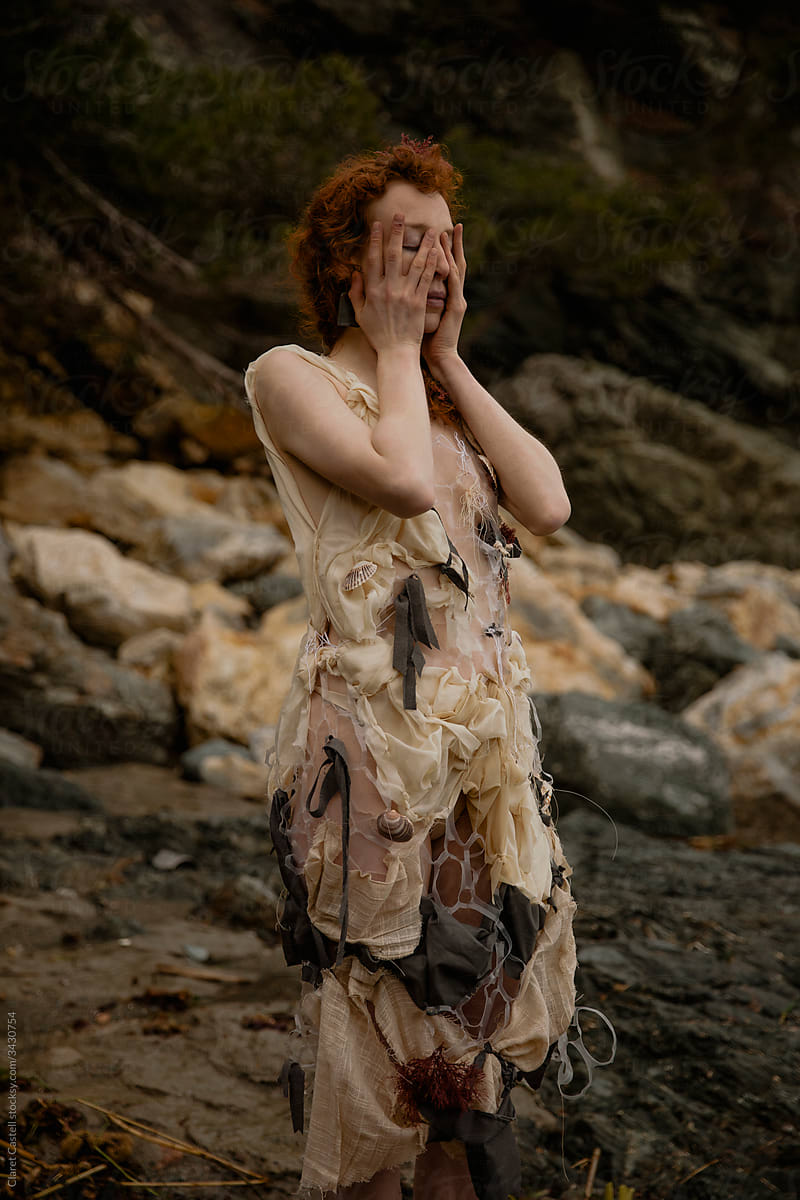 Woman wearing plastic dress
