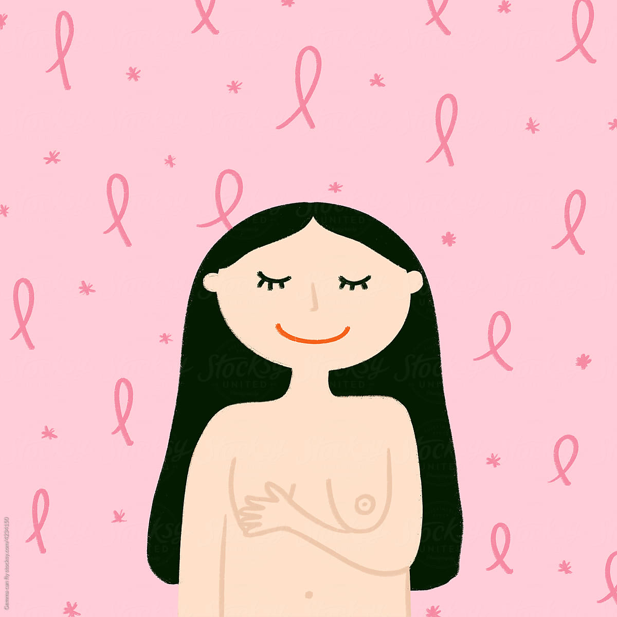 Woman breast cancer prevention illustration