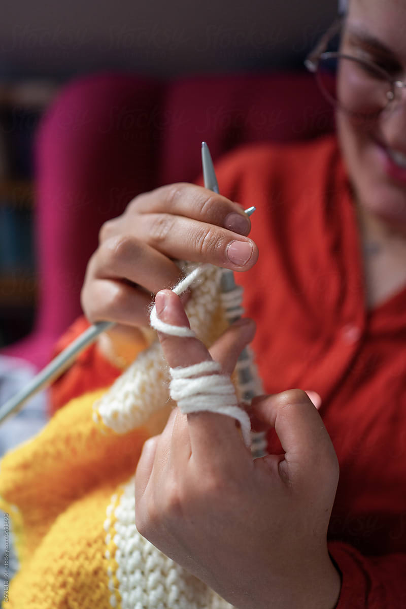 Muslim Woman Knitting