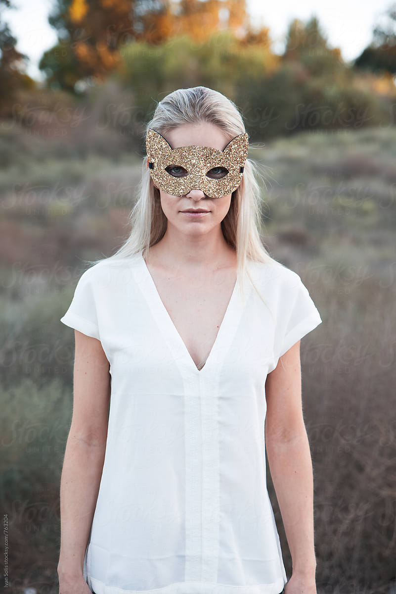 Woman wearing an animal mask