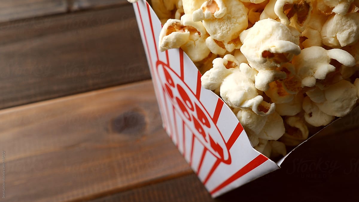 Filled Movie Popcorn Box From Overhead