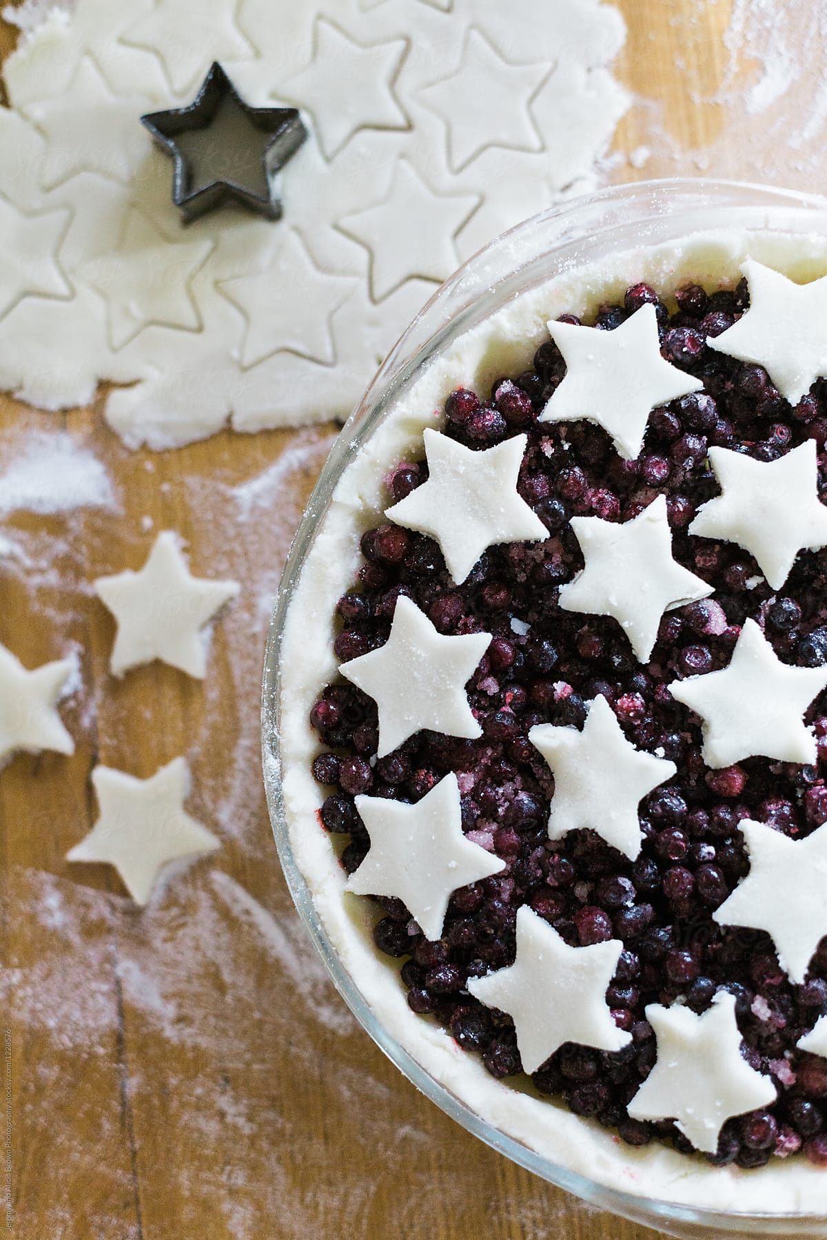 Huckleberry pie covered in stars