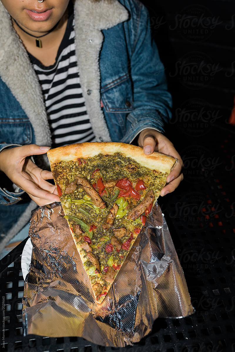 slice of meat free vegan veggie pizza
