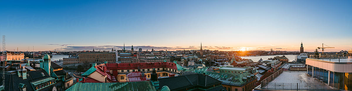 Panorama of old town during sunset