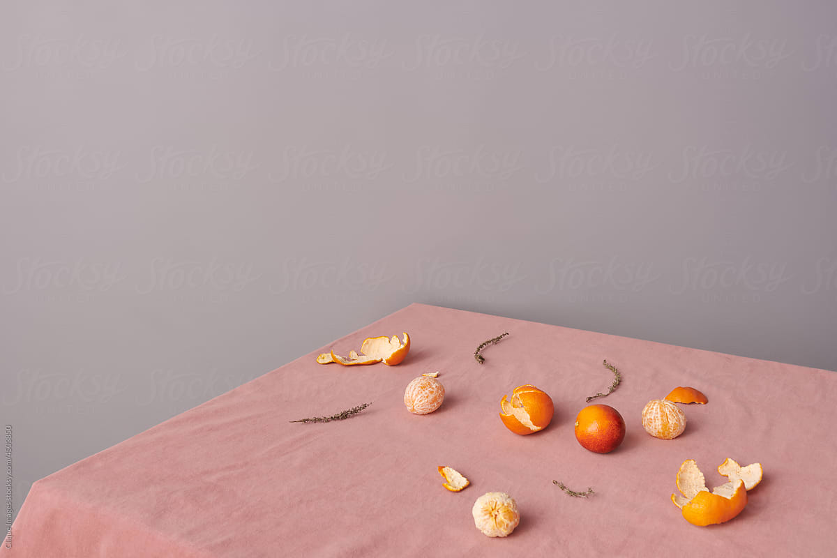 Tangerines And Thyme On Table