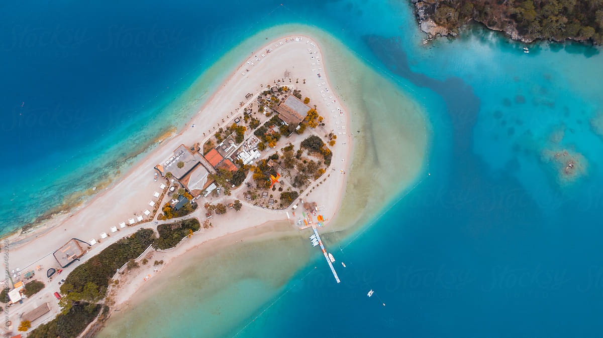 Drone aerial shot of a perfect beach in Turkey