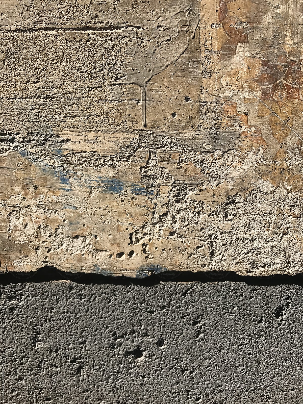 Detail of old building wall and peeling paint, Barcelona, Spain